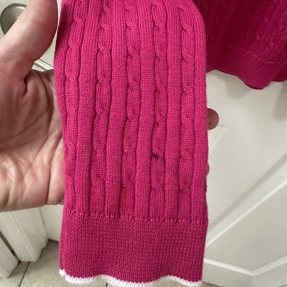 Ralph Lauren Active Cable Knit Sweater Womens Pink V Neck Long Sleeve Medium - Picture 5 of 9